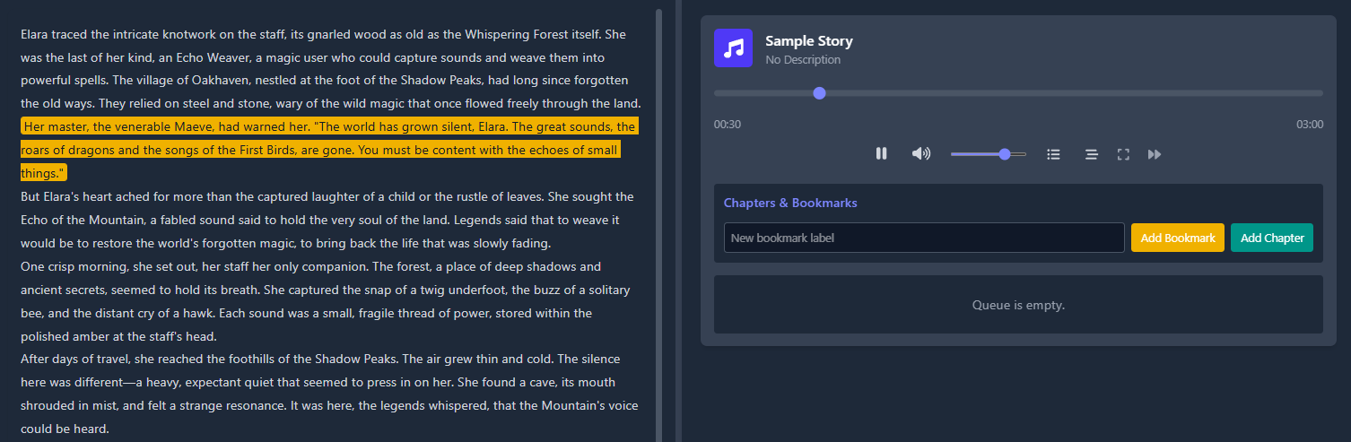 Audio Player with Text Highlighting
